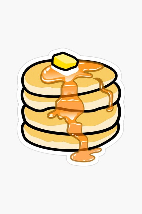 Pancakes Sticker, For Pancakes Lover Sticker. A tall stack of pancakes with butter and syrup illustrations. Pancake Business, Pancakes Drawing, Pancake Clipart, Cartoon Pancakes, Emoji Painting, Bacon Tattoo, Pancake Drawing, Yummy Pancakes, Cute Cartoon Food