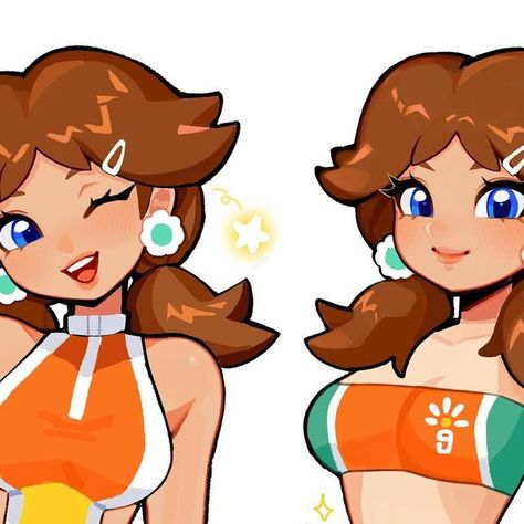 Princess Daisy Pfp, Princess Daisy Fanart, Daisy Pfp, Daisy Nintendo, Mario Princess Daisy, Daisy Mario, Baddie Art, Drawn Daisy, Luigi And Daisy