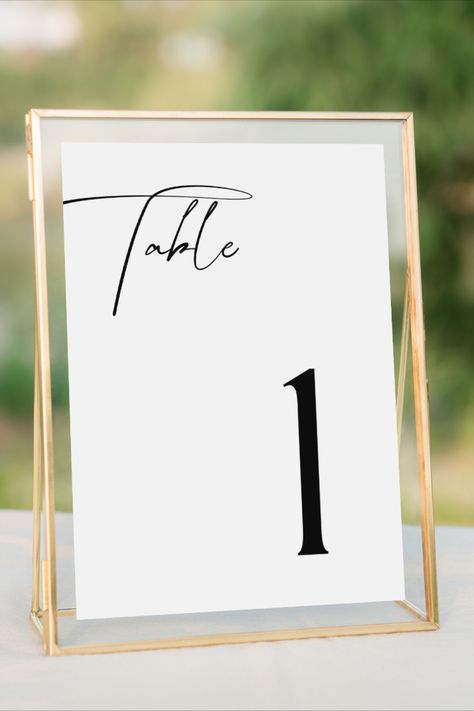 Make your wedding day special with these beautiful table numbers. This package contains table numbers 1 to 20, more can be added in CANVA. Purchase the listing and receive the links to the CANVA templates. You will receive both sizes(4x6 inch & 5x7 inch) Easily edit your numbers in the FREE or PRO version of CANVA. After finishing editing, download in your preferred format. Print the files at home or a local print shop. Display the cards on your wedding tables. Shop on Etsy now! Link Below: Table Number Gold Frame, Gold Picture Frame Table Numbers, Framed Table Numbers, Gold Table Numbers Wedding, Picture Frame Table, Table Markers, Octagon Table, Wedding Table Number Cards, Stationary Design