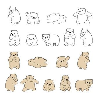 Bear Poses Reference, Cute Bear Cartoon Kawaii, Bears Cartoon Drawing, Simple Teddy Bear Drawing, Little Bear Drawing, Cartoon Bear Tattoo, Simple Bear Drawing, Cartoon Bear Drawing, Cute Bear Doodle