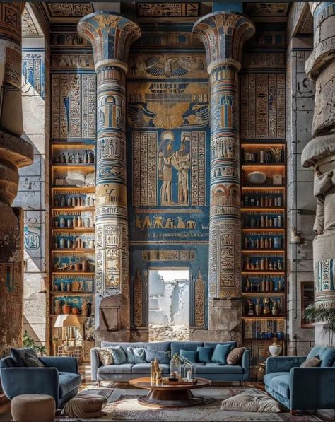 Egyptian Bedroom, Egyptian Furniture, Modern Tropical House, Egyptian Style, Luxury Bedroom Design, Vintage Background, Ancient Egyptian Art, Beautiful Dark Art, Ancient Architecture