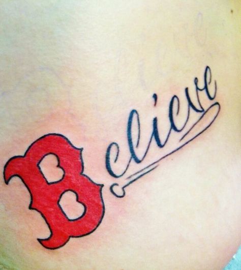 Boston Red Sox Tattoos, Tat Quotes, Red Sox Tattoo, Sock Tattoo, Boston Tattoo, Red Sox Cap, Baseball Tattoos, Believe Tattoos, Red Sox Nation