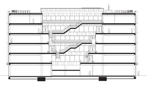 Gallery of 15 Impressive Atriums (And Their Sections) - 4 Library Floor Plan, Grid Architecture, Arch Inspiration, Atrium House, Atrium Design, Vertical City, Site Model, Complex Design, Building Stairs