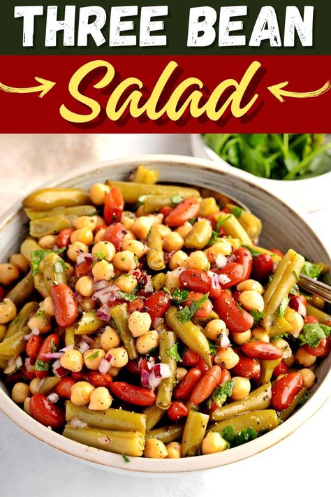 Three-Bean Salad (Easy Recipe) Five Bean Salad Recipes, Salad Easy Recipe, Kidney Bean Salad, 3 Bean Salad, Recipes With Kidney Beans, Three Bean Salad, Creamy Potato Salad, White Bean Salad, Popular Side Dishes