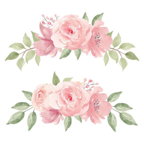 Pink Flowers Clipart, Pink Flower Illustration, Pink Rose Watercolor, Rosas Vector, Beautiful Hd Wallpapers, Watercolor Pink Flowers, Frames Flowers, Pink Floral Watercolor, Watercolor Flower Illustration