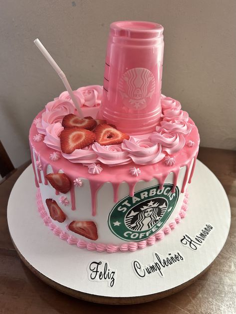 Starbucks Birthday Ideas, Starbucks Birthday Cake, Birthday 14th, Starbucks Birthday Party, 12th Birthday Party Ideas, Starbucks Party, Starbucks Cake, Starbucks Birthday, 14th Birthday Cakes