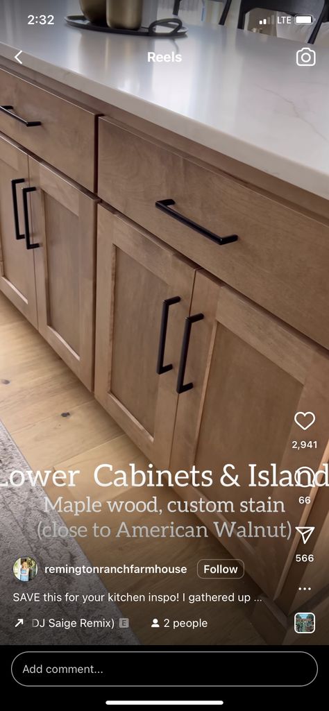 Cabinet Island, Maple Kitchen Cabinets, Lake House Kitchen, Living Room Built Ins, Staining Cabinets, Wood Kitchen Island, Maple Cabinets, Cabinet Color, Cabin Kitchens