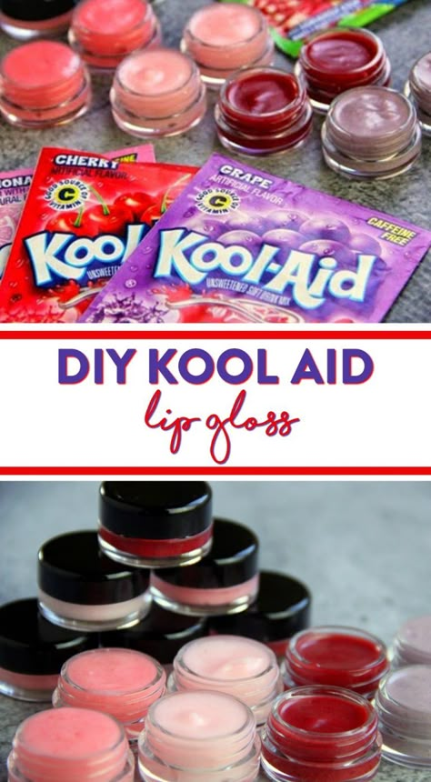 DIY Kool Aid Lip Gloss - A Little Craft In Your Day Grade 7 Market Day Ideas, Girls Day Ideas For Kids, Kool Aid Lip Gloss, Lip Gloss Diy Recipes, Craft Ideas For Teens, Kool Aid Packets, Disney Princess Crafts, Make Playdough, Lip Gloss Recipe