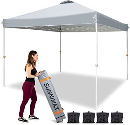 SUNNIMAX Canopy Tent,Heavy Duty Pop up Tents for Parties,Portable Folding Instant Canopy Tent with Roller Bag,Bonus 4 Sand Bags,Ez Up Outdoor Canopies–(10x10FT,Grey) Tents For Parties, Tailgate Tent, Gazebo Tent, Instant Canopy, Canopy Frame, Pop Up Canopy Tent, Air Ventilation, Sand Bag, Pop Up Tent