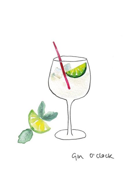 Lockdown Painting, Alcohol Puns, Gin Art, Alcohol Prints, Glass Drawing, Mail Art Envelopes, Gin O Clock, Learn Watercolor Painting, Linoleum Block Printing