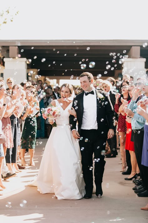 Bubbles During Wedding Ceremony, Bubble Tunnel Wedding, Bubble Wedding Exit Photography, Wedding Ceremony Bubble Exit, Ceremony Exit Bubbles, Bubbles Ceremony Exit, Bubble Blowing At Wedding, Wedding Bubble Photos, Wedding Photo Bubbles