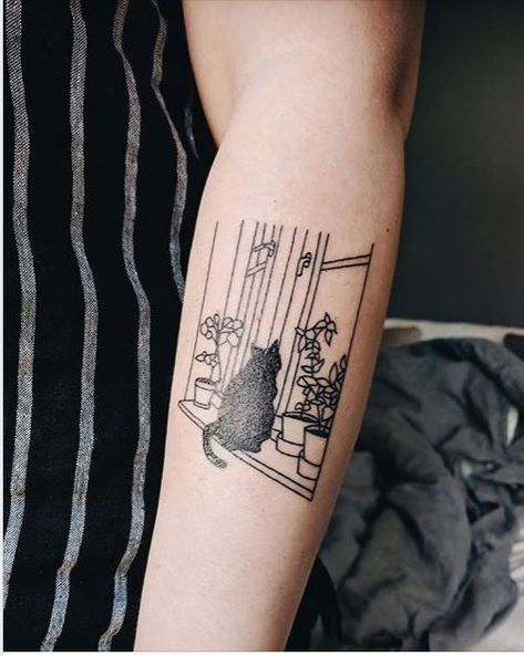 Black cat window tattoo Maya Tattoo, Window Tattoo, Black Cat Tattoo, Botanical Tattoos, Ear Tattoo Ideas, Tatoo Inspiration, Ear Tattoos, Black Cat Tattoos, Cute Tats