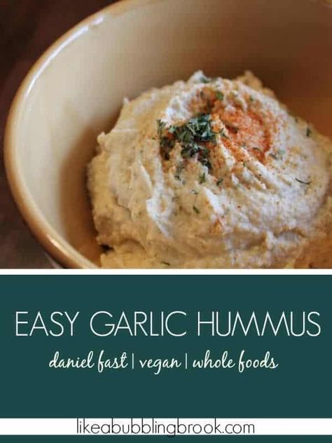 Easy Garlic Hummus Dip Recipe Hummus Recipe Garlic, Simple Hummus Recipe, Hummus Dip Recipe, Simple Hummus, Bean Dips, Daniel Fast Meal Plan, Best Hummus Recipe, Fast Metabolism Diet Recipes, Easy Hummus Recipe