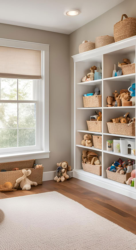 Toddler Boy Room Toy Storage, Apartment Toy Storage Ideas, Diy Toy Shelf Storage, Tall Toy Storage Ideas, Living Room Toy Storage Ideas Hidden, Storage Toys Living Room, Toy Storage Kids Bedroom, Pretty Toy Storage, Kids Storage Living Room