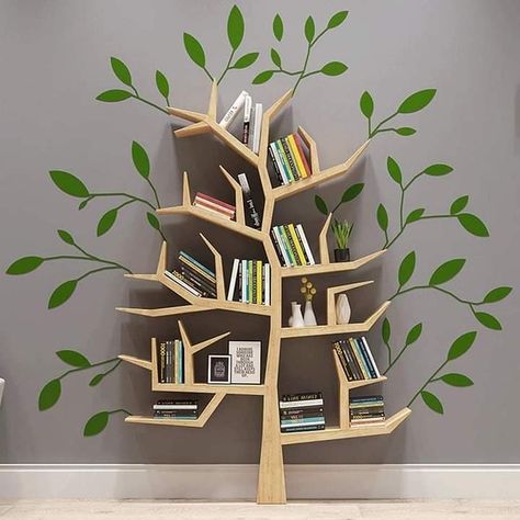 Unique Bookshelves, Creative Bookshelves, Floating Bookshelf, Tree Bookshelf, Pine Shelves, Bookcase Decor, Home Library Design, Bookshelf Design, Kids Bookcase