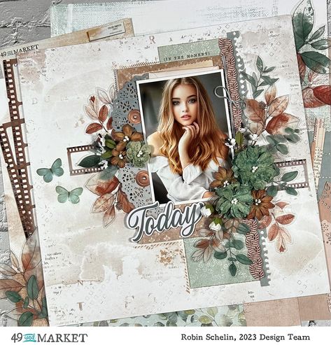 Vintage Scrapbook Layouts, Mixed Media With Photos, 49 Market Scrapbooking Layouts, 49 And Market Layouts, One Photo Scrapbook Layout, Two Page Scrapbook Layouts, Scrapbook Ideas Layouts, Lay Out Design, Scrapbook Layouts Ideas