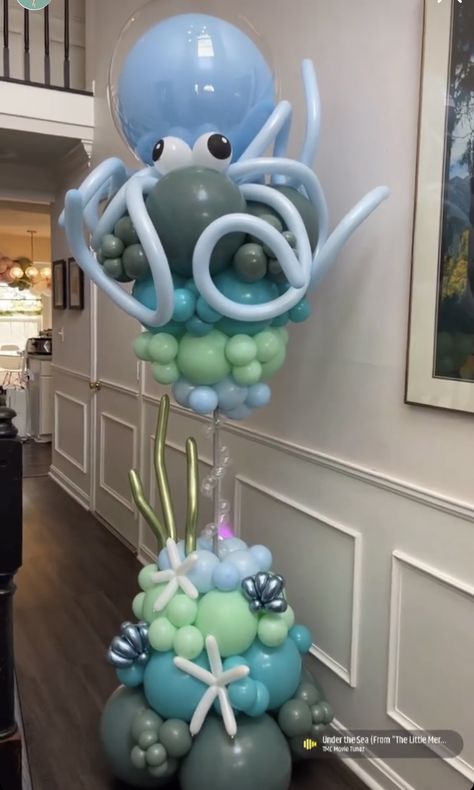 Under The Sea Balloon Centerpieces, Sea Centerpiece Ideas, Under The Sea Balloons, Octopus Centerpiece, Under The Sea Centerpiece Ideas, Under The Sea Balloon Arch, Under The Sea Centerpieces, Balloon Octopus, Balloon Projects