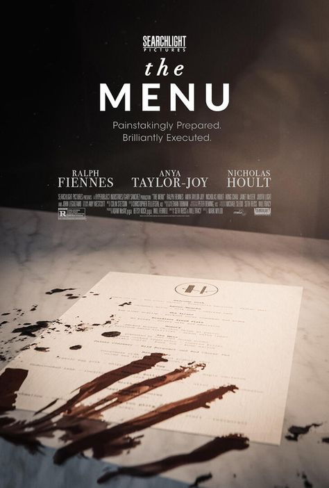 The Menu Poster Movie, A24 Films Movie Posters, The Menu Movie Poster, The Menu Poster, The Menu Movie, Dark Academia Posters, Temple Run, Minimalist Restaurant, Film Theory