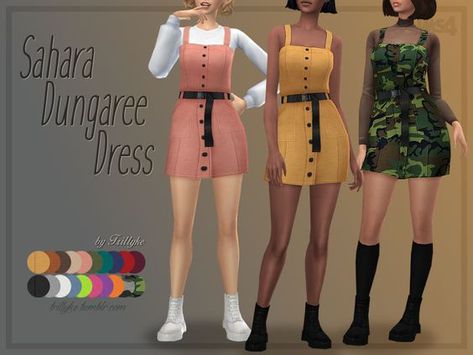 Pelo Sims, Sims 4 Mm Cc, Sims 4 Teen, Dungaree Dress, Sims 4 Dresses, Sims 4 Characters, Sims 4 Mm, Sims Four, Sims4 Clothes