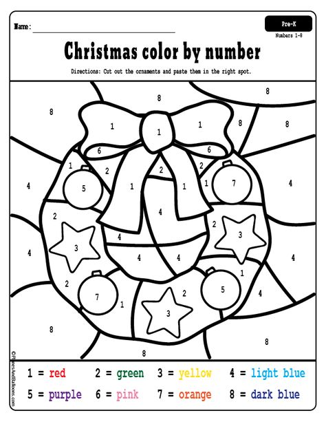 Christmas color by number for preschool. Free printable! These fun color by number 1-10 worksheets are perfect for early finishers, morning work or small groups. #math Preschoolers Worksheets, Preschool Christmas Worksheets, Free Printable Christmas Worksheets, Christmas Worksheets Kindergarten, Christmas Color By Number, Christmas Math Worksheets, Holiday Worksheets, Worksheet For Kids, Christmas Worksheets