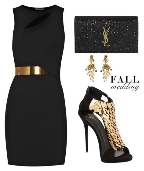 Black Dress Gold Accessories, Polyvore Outfits Classy, Black And Gold Fashion, Looks Chic, Dressy Outfits, Fancy Outfits, Dance Party, The Dance, Mode Inspiration