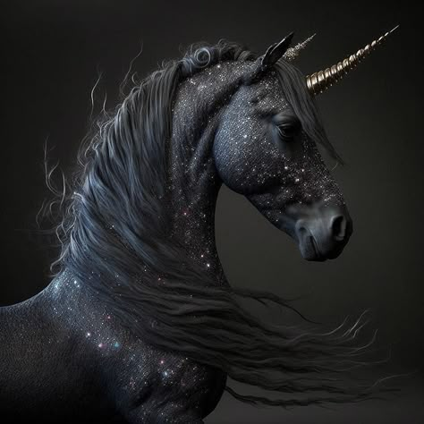 Unicorns Realistic, Black Unicorn Art, Dark Unicorn Aesthetic, Black Unicorn Wallpaper, Unicorn Aesthetic Dark, Black Unicorn Tattoo, Unicorn Asthetic, Emo Unicorn, Unicorn Real