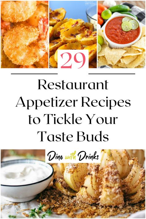 Collage of 4 restaurant appetizer recipes. Appetizers For Restaurant, Copycat Restaurant Appetizer Recipes, Appetizer For Restaurant, Appetizer Copycat Recipes, Restaurant Quality Appetizers, Copycat Appetizers, Sides And Appetizers, Cheesy Bites, Restaurant Appetizers