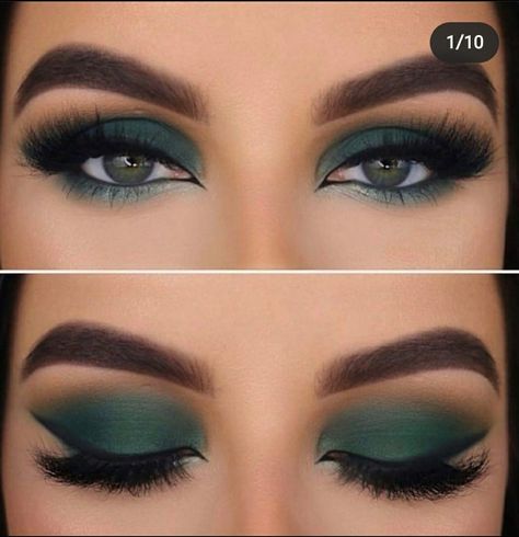 Glam Eye Makeup, Dramatic Smokey Eye, Maybelline Eyeshadow, Cat Eye Makeup, Green Makeup, Eye Makeup Steps, Beautiful Eye Makeup, Makijaż Smokey Eye, Green Eyeshadow