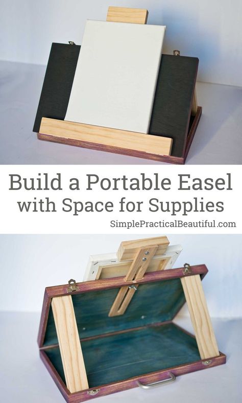 Build a portable DIY artist easel with space to store paints, upcycle from an old wood suitcase Portable Easel, Diy Easel, Diy Storage Rack, Artist Easel, Wooden Easel, Art Easel, Art Case, Kids Wood, Wood Case