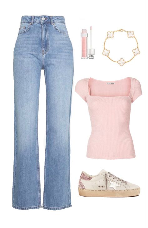 #fit #fitinspo #lanadelrey #coquette #cleangirlaesthetic #pinkpilatesprinceds #selfcare #coquettesesthetic Everyday Outfits Coquette, Pink Outfits For School Casual, Coquette School Outfits Summer, Dr Wardrobe Ideas, Light Pink Long Sleeve Shirt Outfit, Pink Inspo Outfits, Pink Summer Outfits Casual, Simple Pretty Outfits, Cottage Core School Outfits