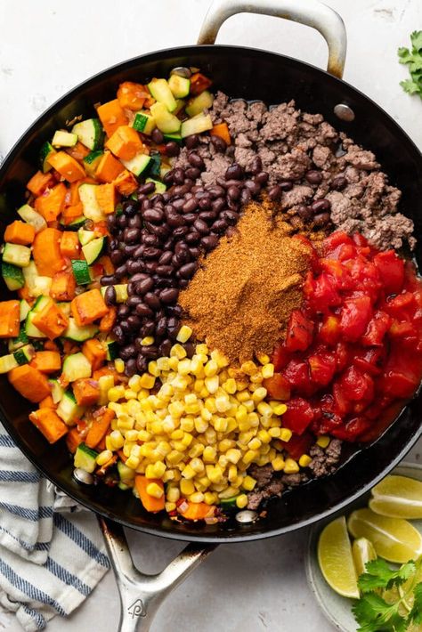 Ground Beef And Zucchini Skillet Mexican Beef Zucchini Skillet, Ground Beef Zucchini Skillet, Zucchini Beef Skillet, Ground Beef Veggie Skillet, Mexican Zucchini Skillet, Zucchini Ground Beef, Hamburger And Zucchini Recipes, Zucchini And Ground Beef, Gardein Beefless Ground Recipes