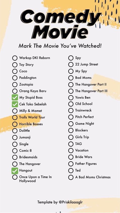Comedy Movies List, Scary Movies To Watch, Movie Challenge, Top Movies To Watch, Movies To Watch Teenagers, Movie Hacks, Netflix Movies To Watch, Pause Button, Movie To Watch List