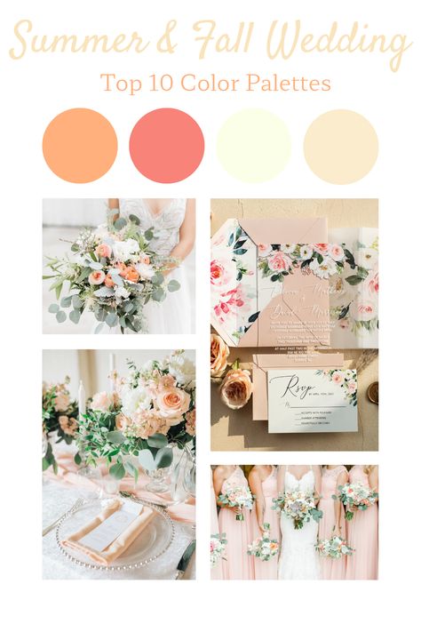 September Wedding Colors, Summer Fall Wedding, Fall Wedding Color Ideas, Wedding In September, Peach Wedding Colors, Fall Color Schemes, Wedding Color Ideas, Wedding Top, September Wedding