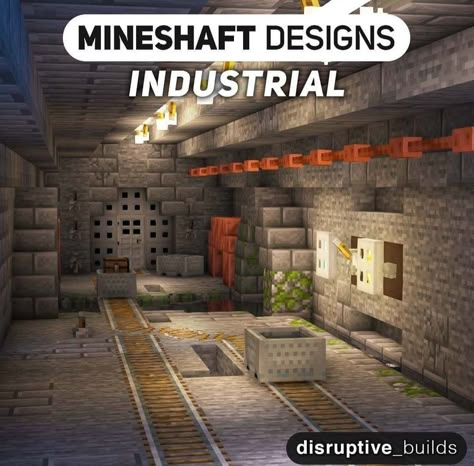 Minecart Station Minecraft, Minecraft Dwarven Mine, Ravine House Minecraft, Minecraft Warehouse Ideas, Minecraft Steampunk Interior, Minecraft Dwarven Architecture, Minecraft Subway, Minecraft Mineshaft, Minecraft Castle Interior