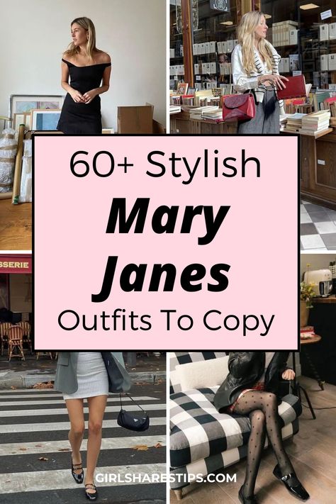 Step up your shoe game with these 60 stylish Mary Jane shoes outfit ideas that will make you the envy of fashionistas everywhere. From casual to formal, there's a perfect look for every occasion. | Mary Jane shoes outfit | Mary Janes outfit | Mary Jane shoes street style | platform Mary Janes outfit | Mary Jane shoes outfit jeans | outfits with Mary Janes | Mary Jane outfit ideas | Mary Jane shoes outfit Dr Martens | how to wear mary jane shoes outfit | mary jane shoes outfit dress Black And White Mary Janes Outfit, Mary Jane Flats With Jeans, Sling Back Mary Jane Outfit, Maryjane Shoe Outfit Skirt, Mary Janes Outfit Casual, Dress With Mary Janes Outfit, Work Outfits With Mary Janes, Mary Janes Street Style, Patent Leather Mary Janes Outfit