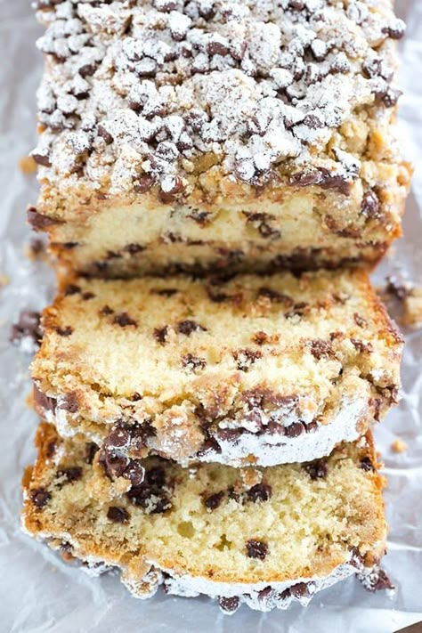 Chocolate Chip Crumb Cake, Mini Bread Loaves, Cake Brown, Brown Eyed Baker, Crumb Cake, Crumb Topping, Dessert Bread, Mini Chocolate Chips, Food Cakes