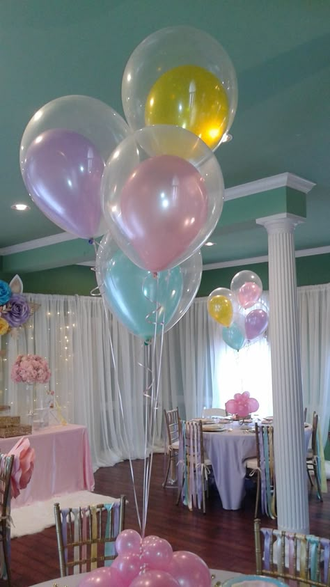 Pastel Rainbow And Unicorn Party, Pastel Color Centerpieces Birthday, Pastel Colored Birthday Party, Pastel Rainbow Party Centerpiece Ideas, Pastel Party Centerpieces, Pastel Rainbow Table Decorations, Pastel Rainbow Centerpiece Ideas, Pastel Centerpieces Birthday, Pastel Color Birthday Party Ideas