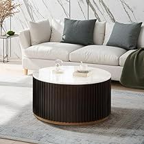 Coffee Table Small Space, Natural Coffee Table, Round Coffee Table Sets, Coffee Table For Living Room, Drum Side Table, Round Coffee Table Modern, Drum Coffee Table, Round Wood Coffee Table, Marble Finish