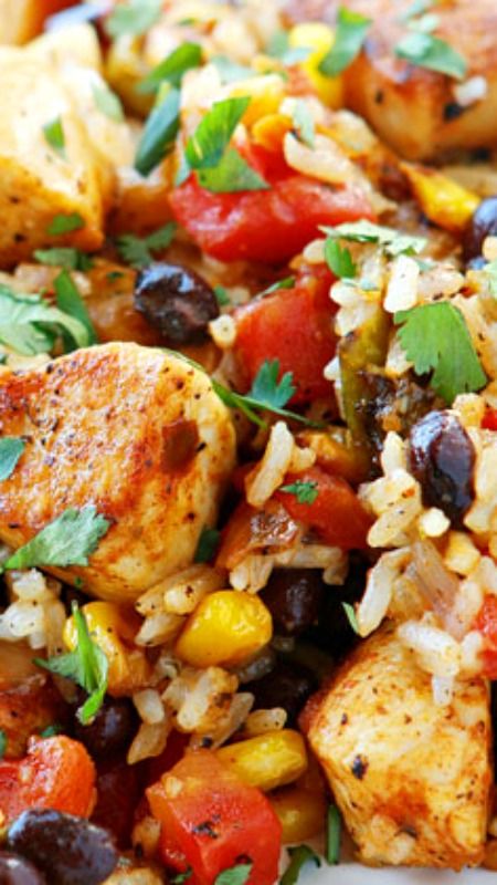 Fiesta Rice Bowl, Southwest Chicken Bowl Recipe, Southwest Chicken And Rice, Santa Fe Chicken Rice Bowl, Fiesta Chicken Rice Bowl, Southwest Chicken And Rice Bowls, Southwestern Chicken Bowl, Bell Pepper, Fiesta Chicken