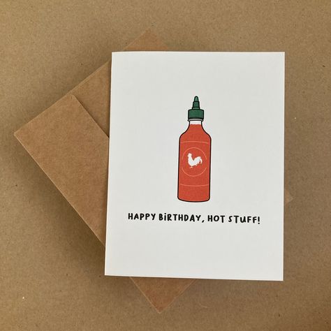 Happy Birthday Hot Stuff, Happy Birthday Hot, Painting Cards, White Rooster, Handmade Greeting Card Designs, Punny Cards, Education Poster Design, Ideas Regalos, Housewarming Card