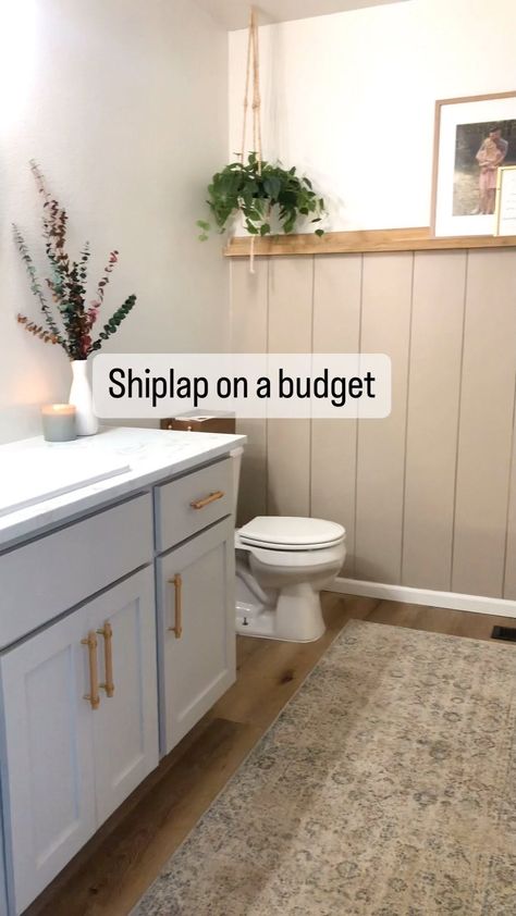 Melody | DIY | Home | Girl Mom | Real shiplap would have been close to $300 🫠 . Here is how I made faux shiplap for a fraction of the cost!! . #homedecor #homediy... | Instagram Fake Shiplap Wall Diy, Plank Wall Bathroom, Painted Shiplap, Peel And Stick Shiplap, Painting Shiplap, Shiplap Wood, Shiplap Wall Diy, Shiplap Bathroom, Bathroom Wall Panels