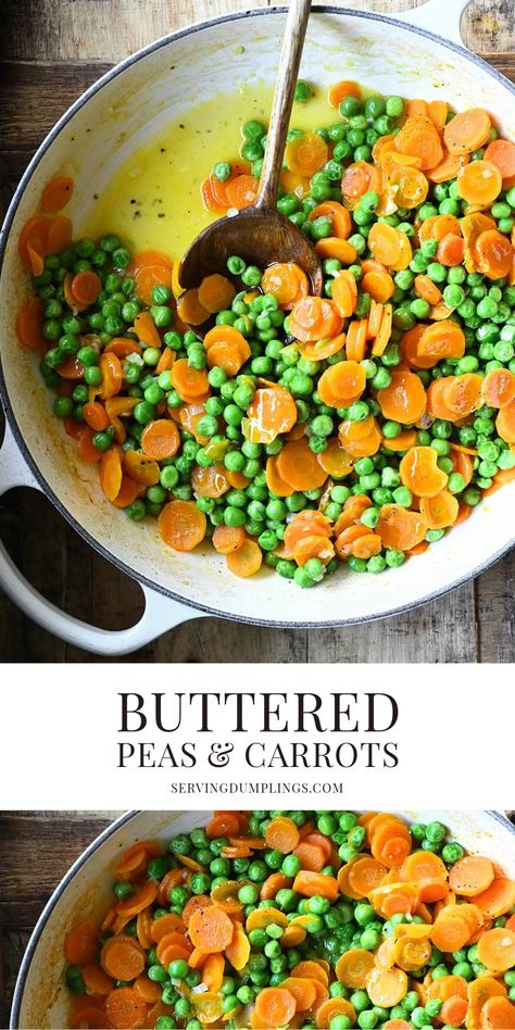 Buttered peas and carrots Thanksgiving Peas Recipe, Pea And Carrot Recipes, Carrots And Peas Side Dishes, Carrots And Peas Recipes, Turnip And Carrot Recipes, Carrot And Peas Recipes, Creamed Peas And Carrots, Recipes With Peas And Carrots, Frozen Pea And Carrot Recipes