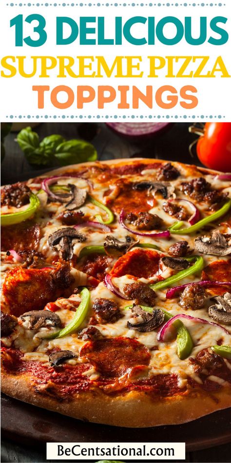 A supreme pizza pie. Homemade Supreme Pizza, Best Pizza Toppings, Gourmet Pizza Toppings, Supreme Pizza Recipe, Pizza Toppings Combinations, Honey Pizza, Supreme Pizza, Best Homemade Pizza, Pizza Snacks