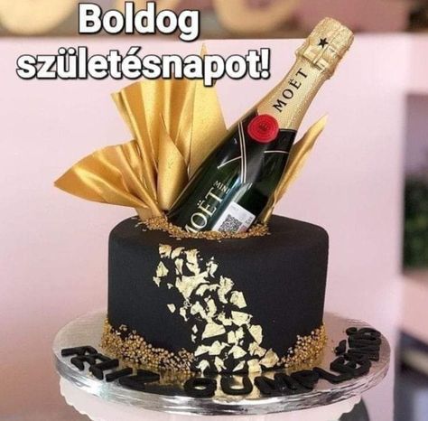 Champagne Cake Design, Wine Theme Cakes, Black And Gold Birthday Cake, Money Birthday Cake, Liquor Cake, Birthday Cake Write Name, Cowgirl Cakes, Alcohol Cake, Chocolate Bowls