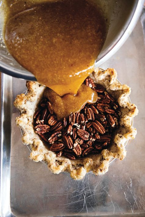 The secret to the best pecan pie? BOOZE! 11/2019: good, crust was tricky and melted down a bit.  Filling was excellent.  Make sure to toast pecans. Sister Pie, Pie Pecan, Pie Bakery, Thanksgiving Pie Recipes, Best Pecan Pie, Bourbon Pecan Pie, Thanksgiving Pie, Apple Brandy, How To Make Pie