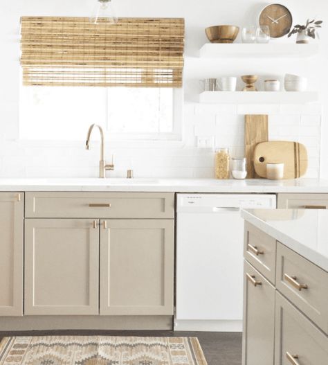 Accessible Beige Kitchen Cabinets, Accessible Beige Kitchen, 2021 Kitchen Trends, Taupe Kitchen Cabinets, Beige Kitchen Cabinets, Taupe Kitchen, Kitchen Cabinet Trends, Beige Cabinets, Beautiful Kitchen Cabinets