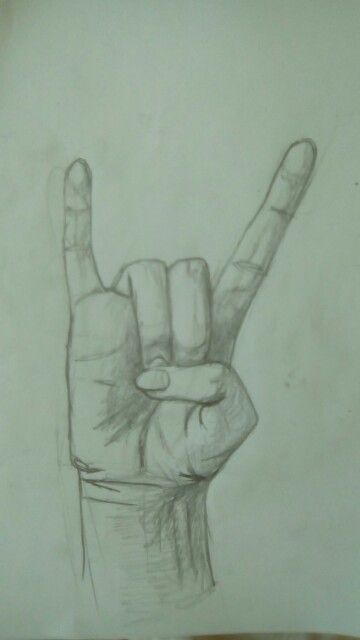 Rock N Roll Hand Drawing, Rock And Roll Sketch, Rock On Hand Drawing, Rock Hand Drawing, Rock Hand Drawing Reference, Rock N Roll Doodles, Rock On Hand, Rock N Roll Drawings, Lovers Rock Drawing