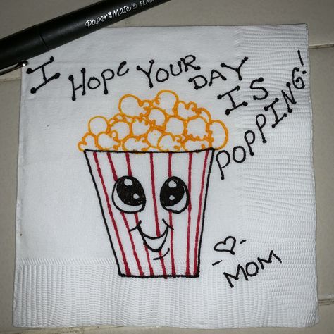 Funny Lunch Box Notes For Kids, Lunchbox Notes For Husband, Lunchbox Doodles, Lunch Jokes, Popping Popcorn, Love Notes For Boyfriend, Notes For Kids Lunches, Boyfriend Notes, Kids Lunch Box Notes