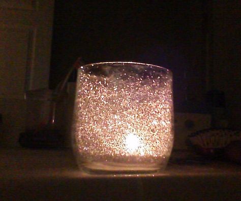 Glitter Candle Jar DIY: 4 Steps (with Pictures) Glitter Candle Holders Diy, Glitter Glass Jars, Easy Diy Candle Holders, Glass Jar Candle Holders, Glitter Candle Holders, Diy Glitter Candles, Repurpose Candle Jars, Diy Candle Holder, Glitter Curtains