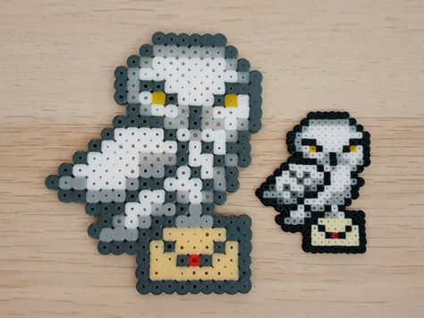 Small Harry Potter Perler Beads, Harry Potter Iron Beads, Hama Beads Owl, Perler Beads Owl, Owl Perler Bead Patterns, Owl Pixel Art, Owl Perler Beads, Hama Beads Harry Potter, Owl Perler